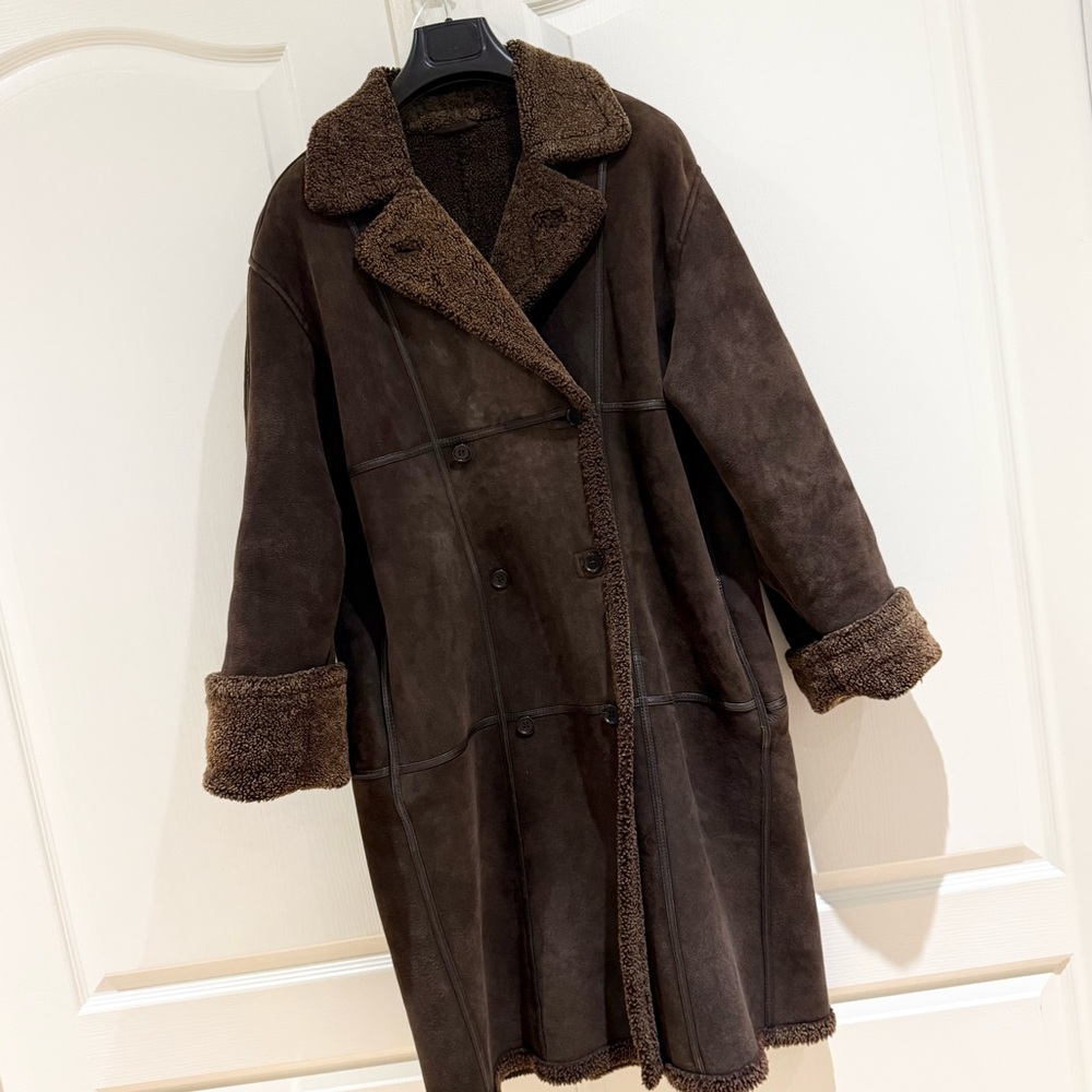 Flash⚡️Sale! MaxMara Weekend Shearling Chocolate Brown Coat+2 Free Gifts Tuques